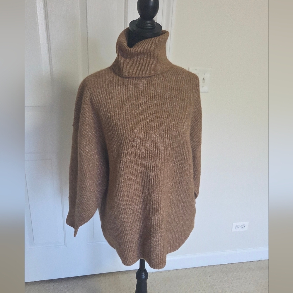 Mango Warm Tan Turtleneck Sweater